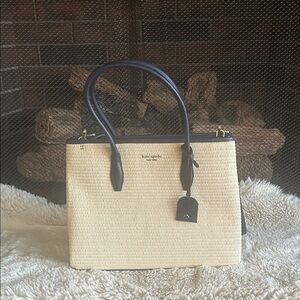 Kate Spade Cream and Blue Tote Bag